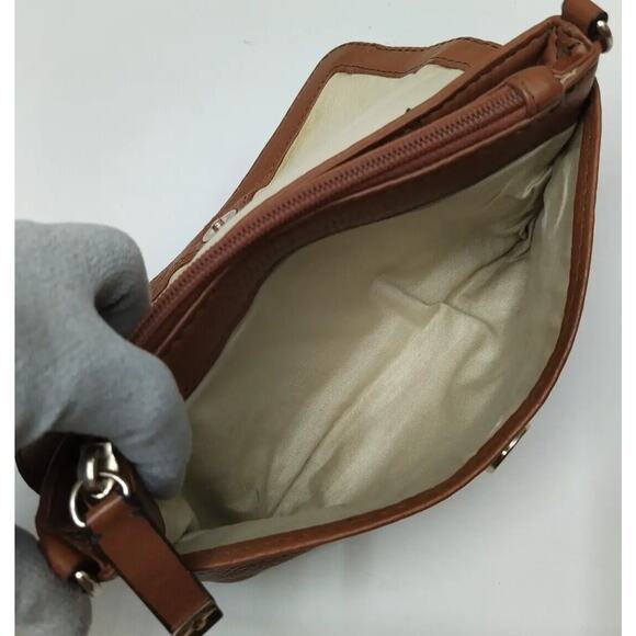 Calvin Klein Brown Pebbled Leather Chain Strap Flap Closure Small Crossbody Bag - Picture 13 of 16